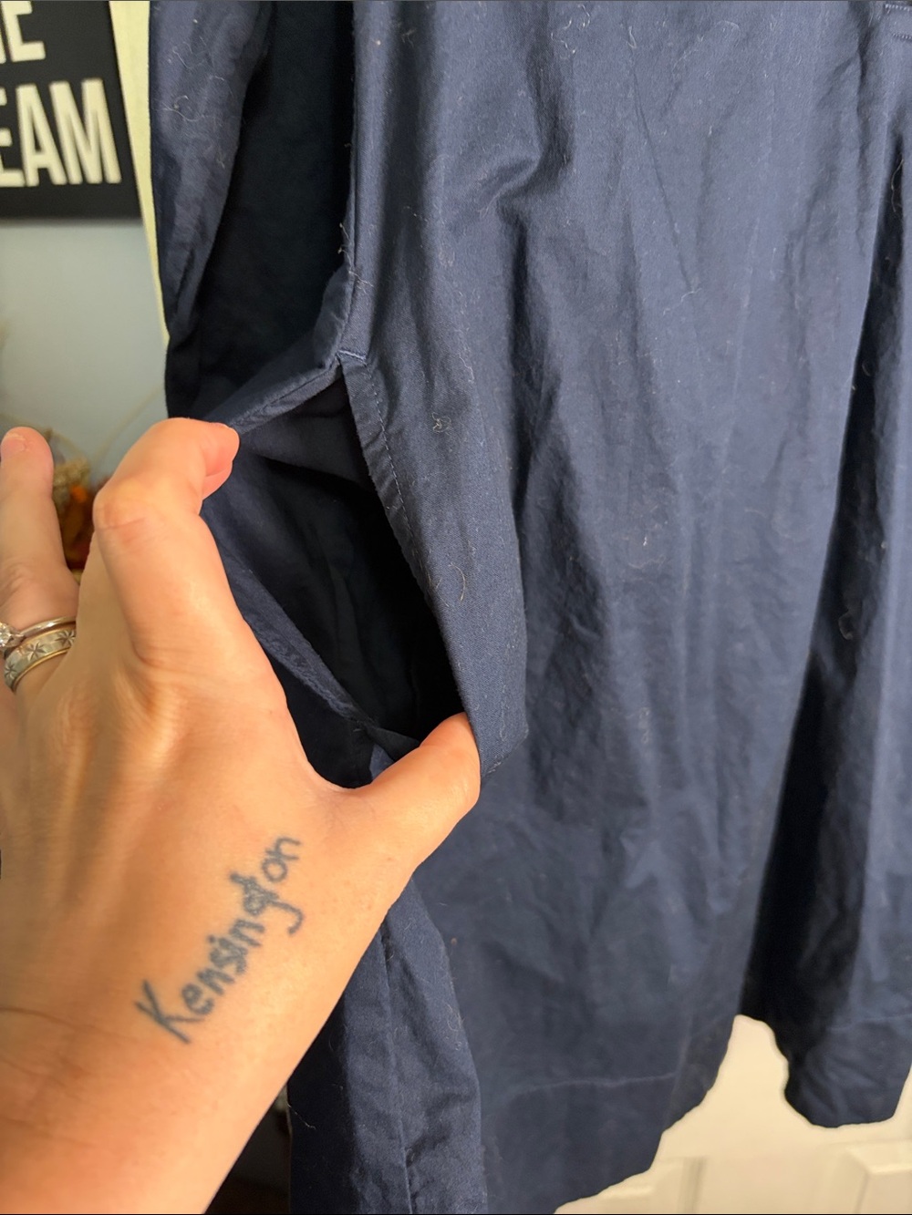 Old Navy Dark Navy Button-Front Midi Shirt Dress - Picture 3 of 3